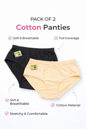 Women’s Soft Cotton Panties ( Pack of 2 ) – Breathable Comfort