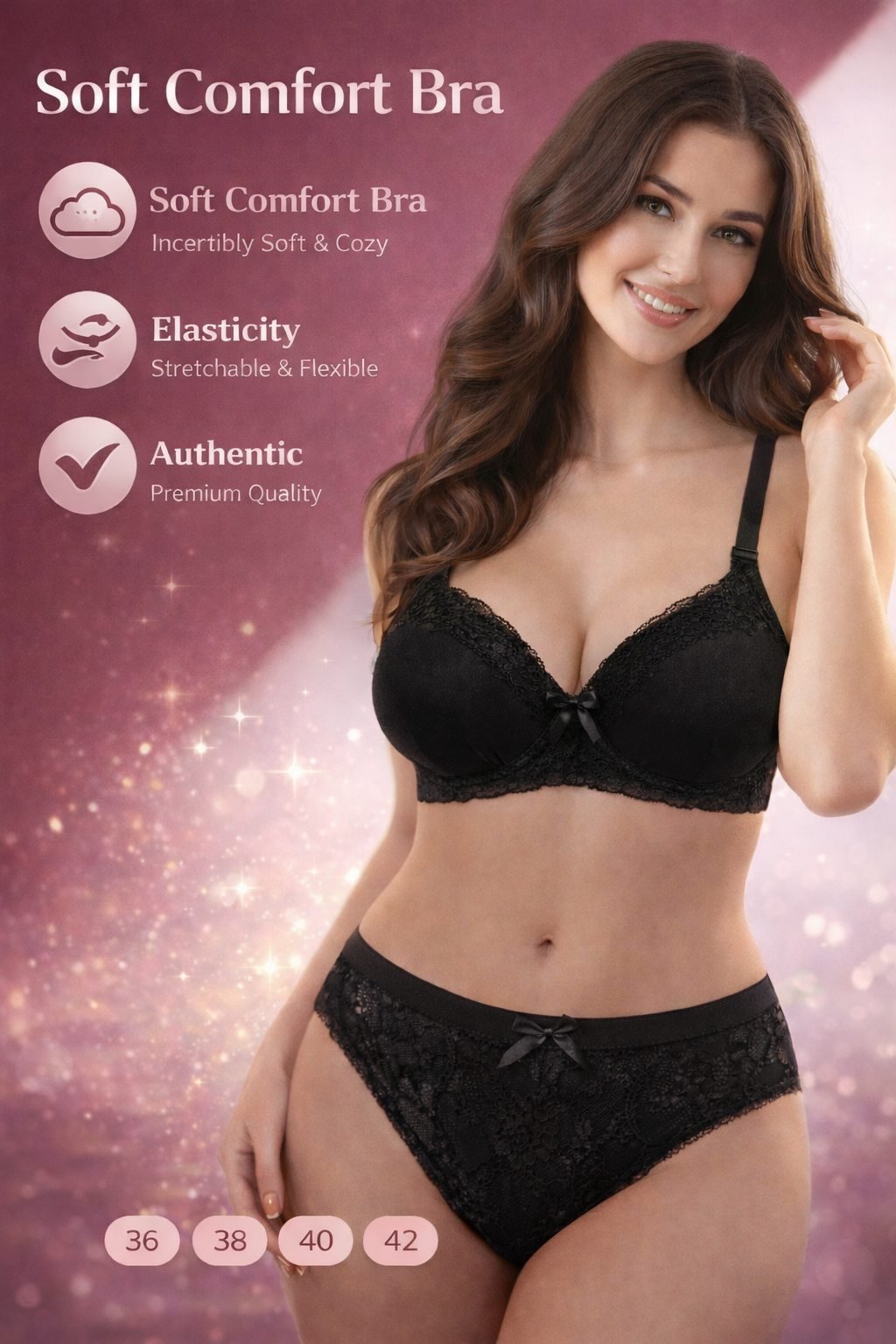 Luxury Comfort Lingerie Set Padded Foam Bra & Panty - Image 2