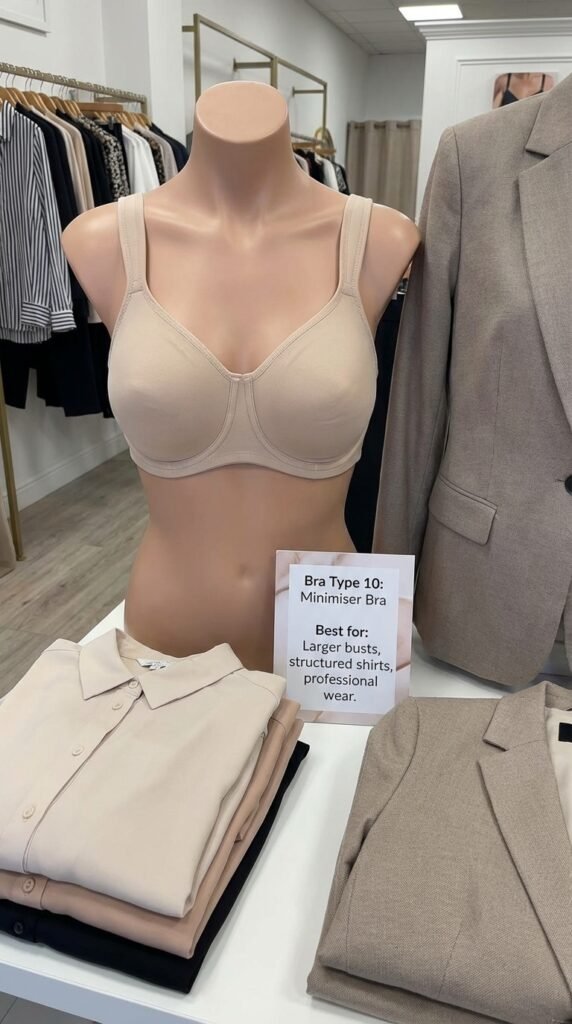 Minimiser Bra
Best for: Larger busts, structured shirts, professional wear