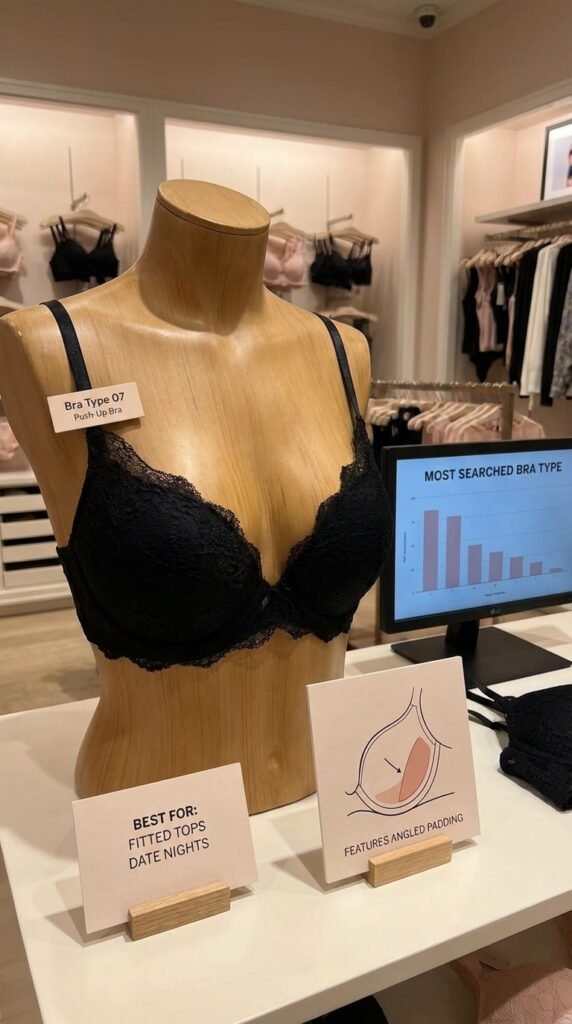 Push-Up Bra
Best for: Creating cleavage, fitted tops, date nights